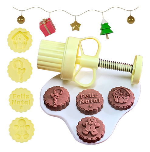 Kit Ejetor Para Biscoito Doces Ejetor Max Natal Doce 5 Peças