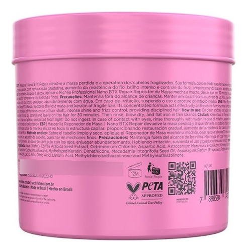 Richée Nanobtx Repair Repositor De Massa 500g
