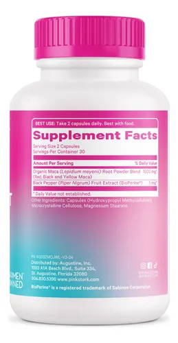 Suplementos De Fertilidad Pink Stork Maca Raíz De 1500 Mg, 6