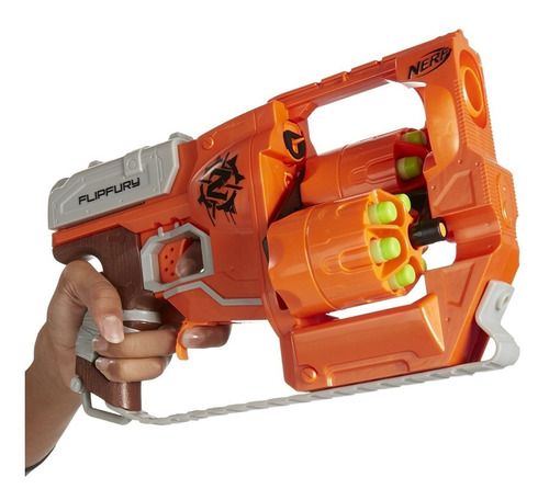 Pistola Nerf Zombie Strike Flipfury 2 Cilindros De Dardos