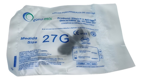 Equipo Pericraneal Aguja Butterfly Mariposa 27g X 100 Un.