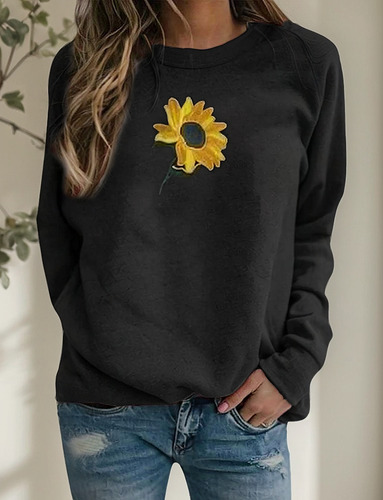 Blusa L For Mujer, Sudadera Con Estampado De Girasoles Nq9l