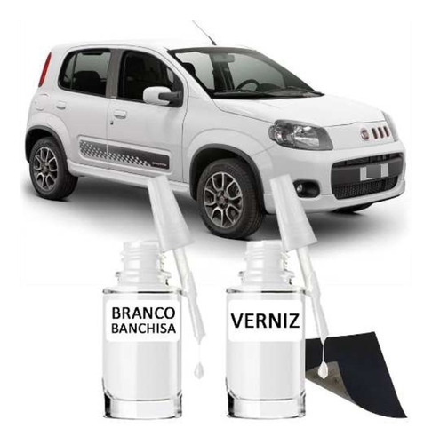 Tinta Tira Risco Automotivo Fiat Uno Cor Branco Banchisa