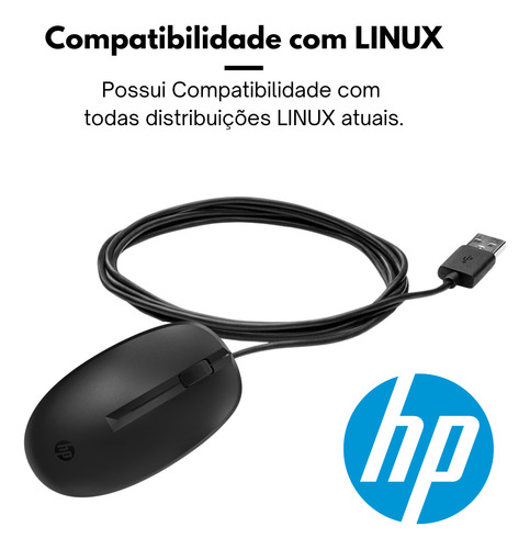Mouse Hp 1200 Dpi Pegada Palm Com Três Botões Usb Win 10/11