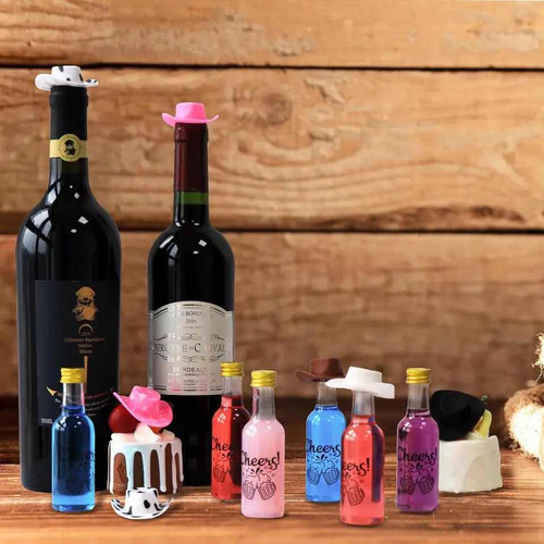 Mini Botellas Licor Con Sombrero Vaquero, Botellas Fiestas