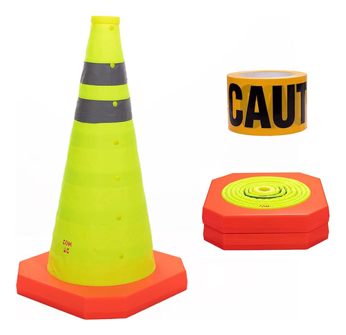 18-inch Yellow Foldable Traffic Cones - 2 Parks And 1 Warnin