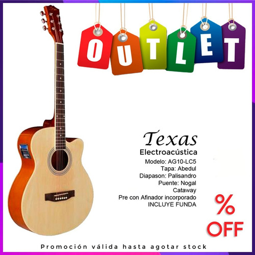 Guitarra Electroacústica Texas Ag10-lc5 Natural Outlet (Reacondicionado)