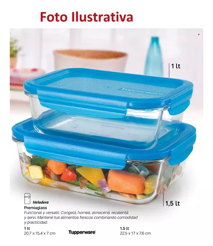 Hermetico Tupperware® Premiaglass 1lt De Vidrio Borosilicato