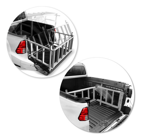 Extensor Caçamba Hilux 2016 A 2024 Divisor Rampa 200kg Prata
