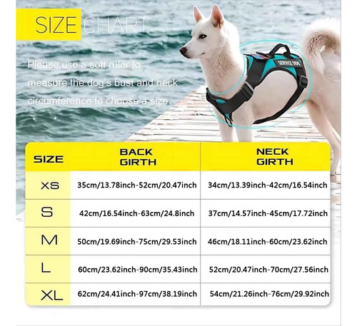Colete Refletivo Para Cães Service Dog Harness Com 5 Peças