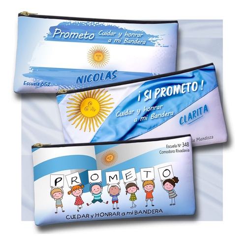 Cartuchera Personalizada Promesa Jura Bandera Con Nombre