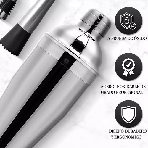 Set De Bartender Con Soporte De Acero Inoxidable, 25 Piezas