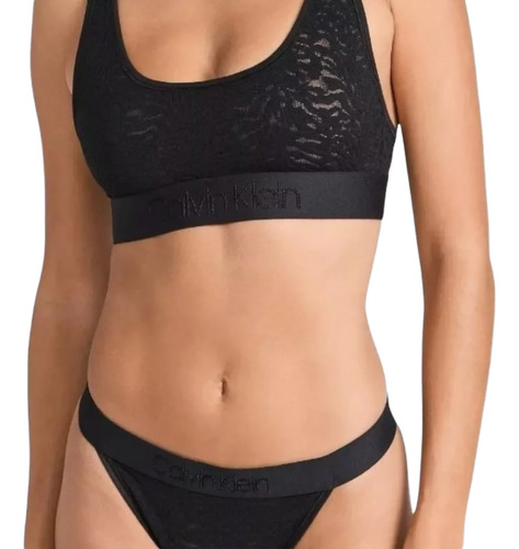 Top Negro Encaje Calvin Klein 7340 Original