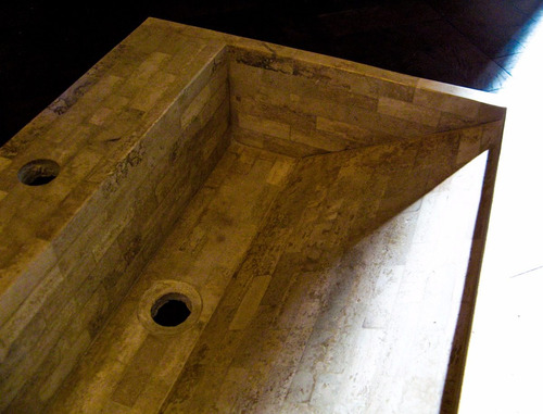Imagen 3 de 10 de Bacha Travertino Artesanal Baño, Tesalia Gm - Forma Y Diseño