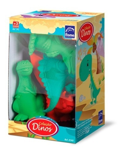 Imagem 2 de 2 de Coleção Dinos Banho - 6 Itens P/ Banho - Roma Briquedos