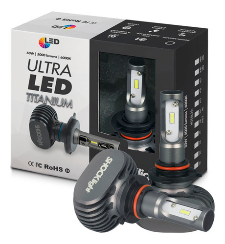 Kit Lampada Led Automotiva Hb3 Shocklight 10k Lumen Titanium