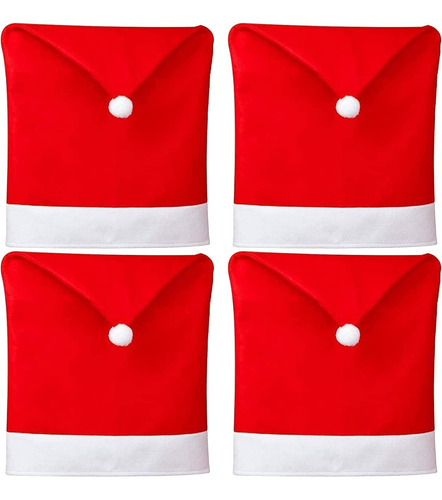 Juego De 4 Fundas Sillas Gorro De Papá Noel No Tejidas...