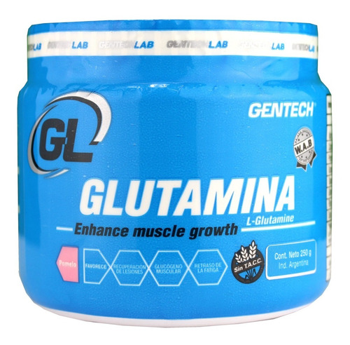 Glutamina Gentech 250 Grs Sin Tacc Pomelo Recuperacion