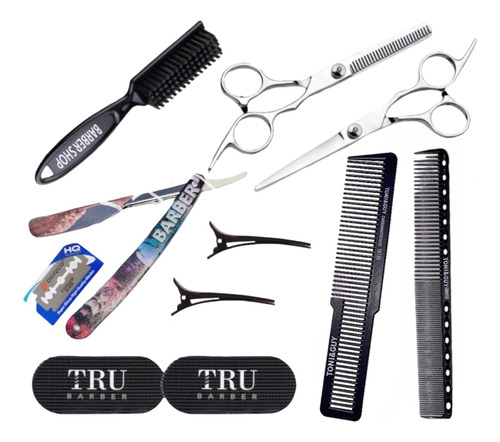 Kit Set Peluqueria ,tijera Corte + Pulir + Navaja + Peine . 