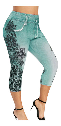 Leggings Deportivos Con Estampado De Temperamento Capris De