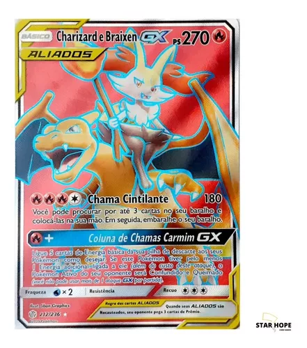 Charizard E Braixen GX Pokémon Carta Em Português 22/236