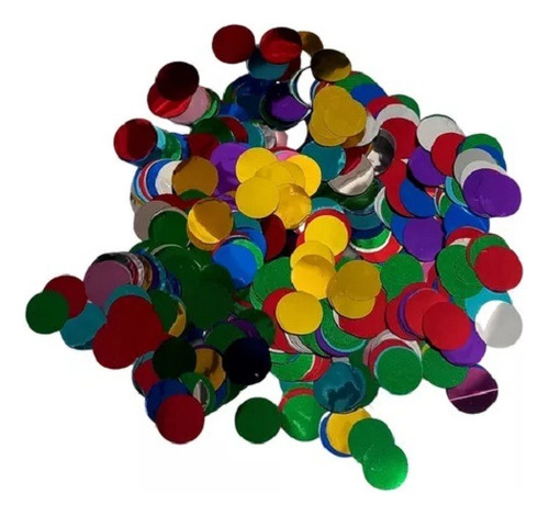 Confetti Papelito Globo Circulo Multicolor Metalizado 40grs