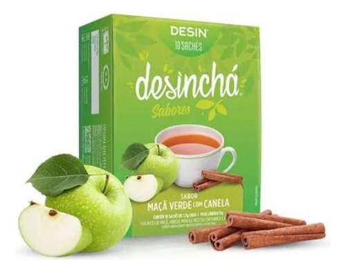 Desinchá Chá Sabores 10 Sachês Maça Verde Com Canela