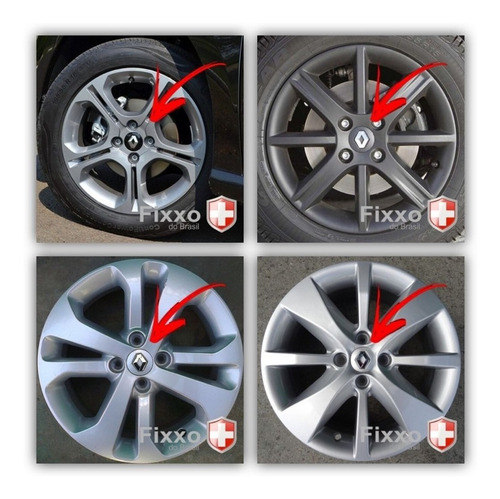 Imagem 6 de 7 de 4 Calotinha Centro De Roda Renault Duster Clio Sandero Prata