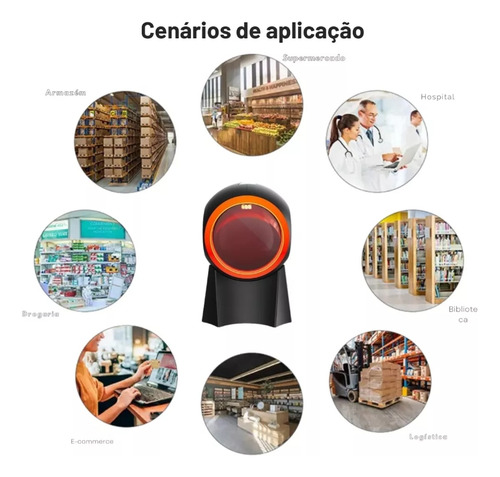 Leitor De Código De Barras Qr Fixo De Mesa 1d 2d Qr Usb