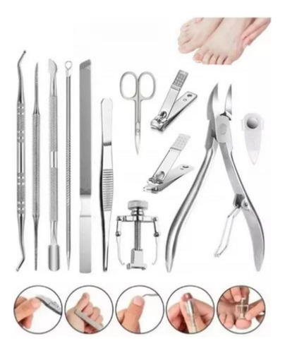 Herramientas De Pedicura Podologia Y Uñas Encarnada Kit 12 