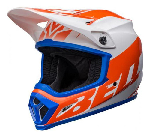 Capacete Bell Mx 9 Mips Disrupt Branco Laranja 60