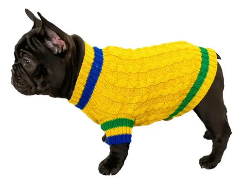 Roupinha Pet Tricô Esportiva - Copa Brasil - Katlen Tricot