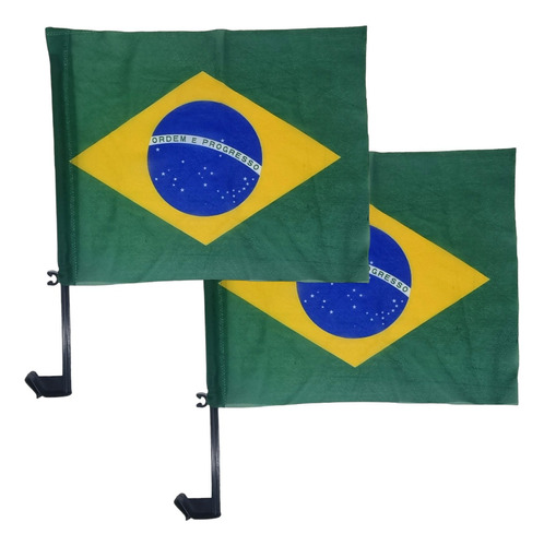 2 Bandeirinhas Do Brasil P/ Porta Do Carro Com Suporte