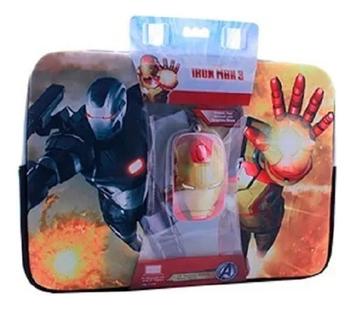 Kit Funda Notebook 14 + Mouse Retractil Sleeve Iron Man
