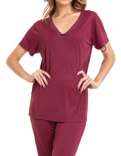 Pijama Capri Paulienne C. P6.055.099 Decote Com Renda