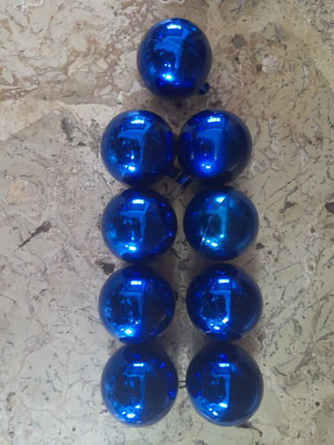 Navidad. Esferas, Bolitas Navideñas Azules, Usadas. 5cm