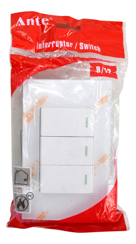 Interruptor Triple 9/12 Pared Blanco 16a 250v Certi. Sec