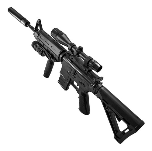 Imagen 5 de 9 de Rifle Airsoft M4 Spring Resorte 6 Mm Laser Linterna Balines