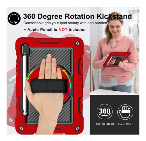 Funda Carcasa Antigolpes Armadura 360 Para Tab S10 Fe 10.9 Rojo