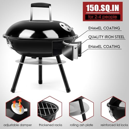 Parrilla De Carbón Hasteel De 14 Pulgadas, Pequeña, Esmaltad
