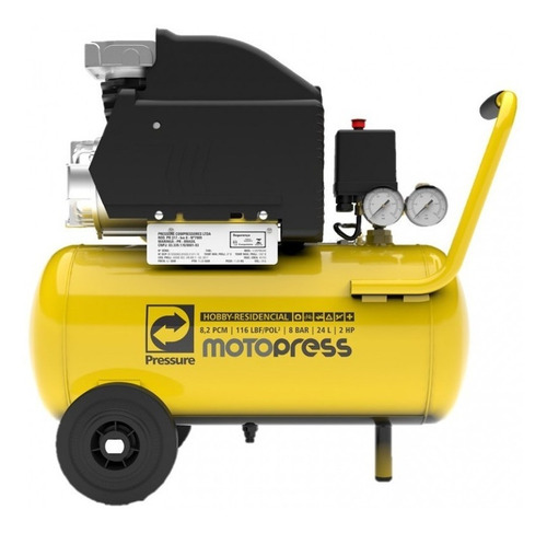 Compressor de ar elétrico portátil Pressure WP8225L monofásica 24L 2hp 127V amarelo