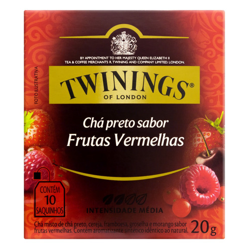 Imagem 1 de 1 de Chá Twinings preto frutas vermelhas em sachê 20 g 10 u