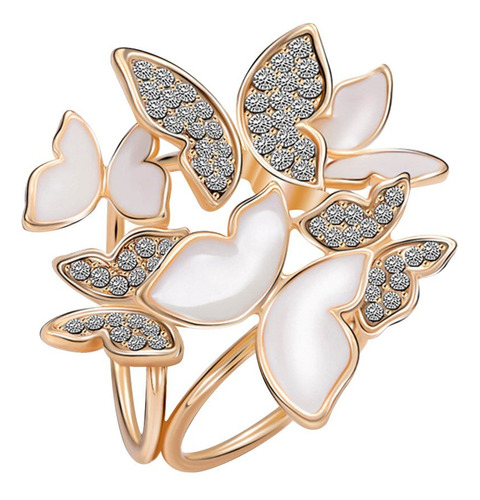 Elegante Bufanda Con Forma De Mariposa De 3 Anillos, Anillo