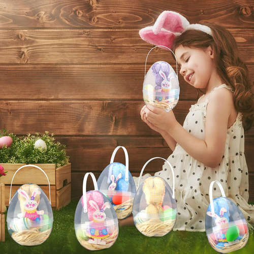 12 Huevos De Pascua De Plástico Transparentes Jumbo, De 8 Pu