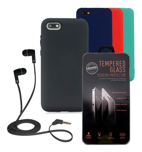 Huawei Y5 2018 Combo Vidrio Temp + Tpu Protector + Auricular