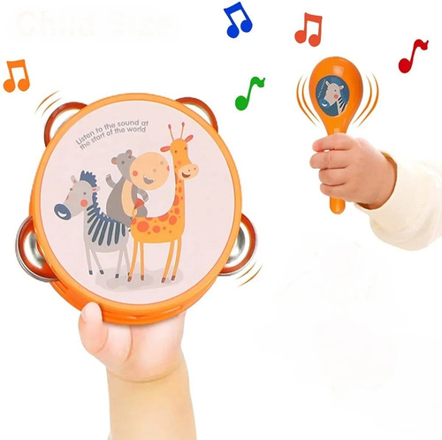 Imagen 2 de 9 de Set X 7 Instrumentos Musicales Infantil Orquesta Tambor 529