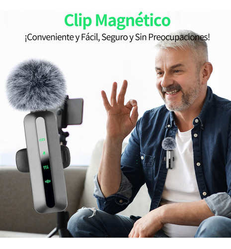 Micrófono De Solapa Inalámbrico Para iPhone, iPad Y Android Moyac MYCMIC201