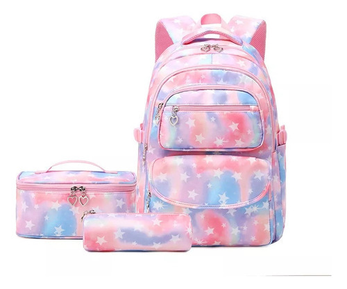 Set de 3 piezas de mochila para estudiantes adolescentes, color rosa