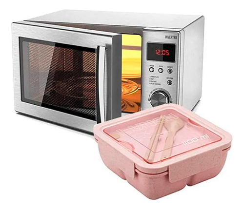 Lonchera Ecológica Cuadrada 1100ml: Lleva Tus Comidas Color Rosa