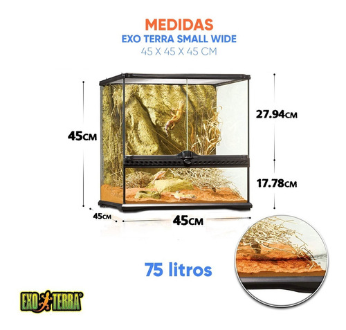 Imagen 2 de 9 de Terrario Reptiles Insectos Exo Terra Small Wide 45 X 45 X 45